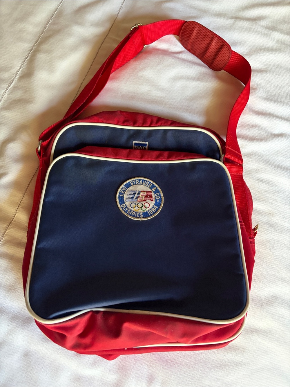 Vintage 1984 Olympics Levi's Navy and Red Men's Messenger Crossbody Bag VGUC